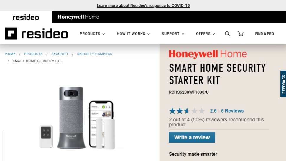 Website screenshot for Honeywell Home