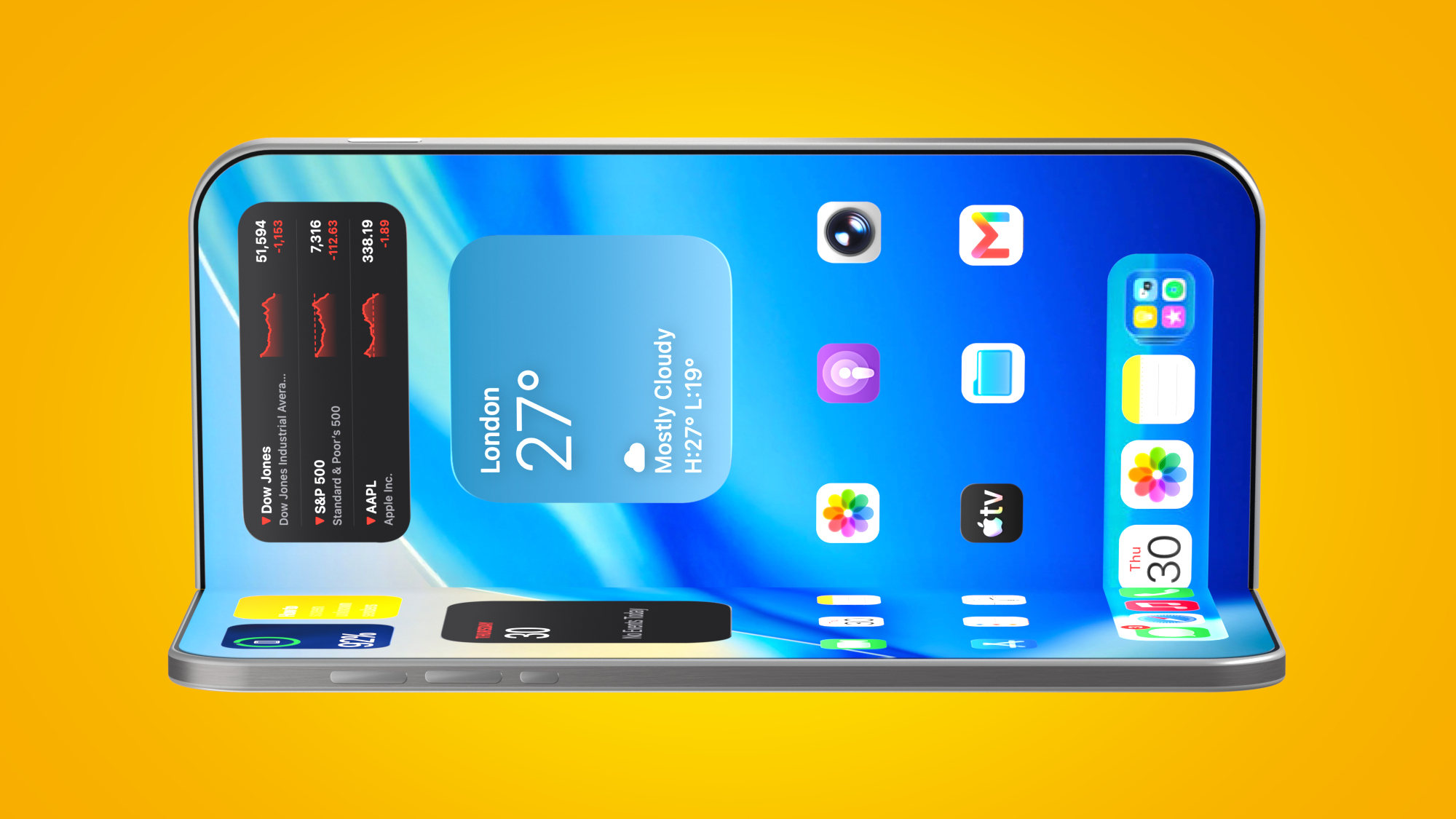 iPhone Ultra concept image on a yellow background