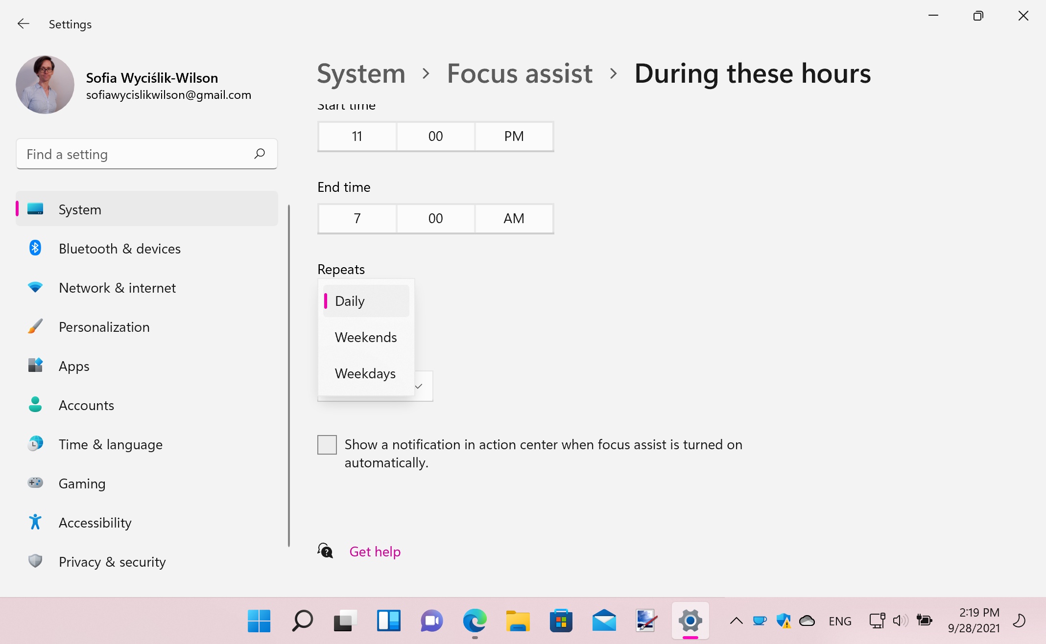 Focus Assist screenshot