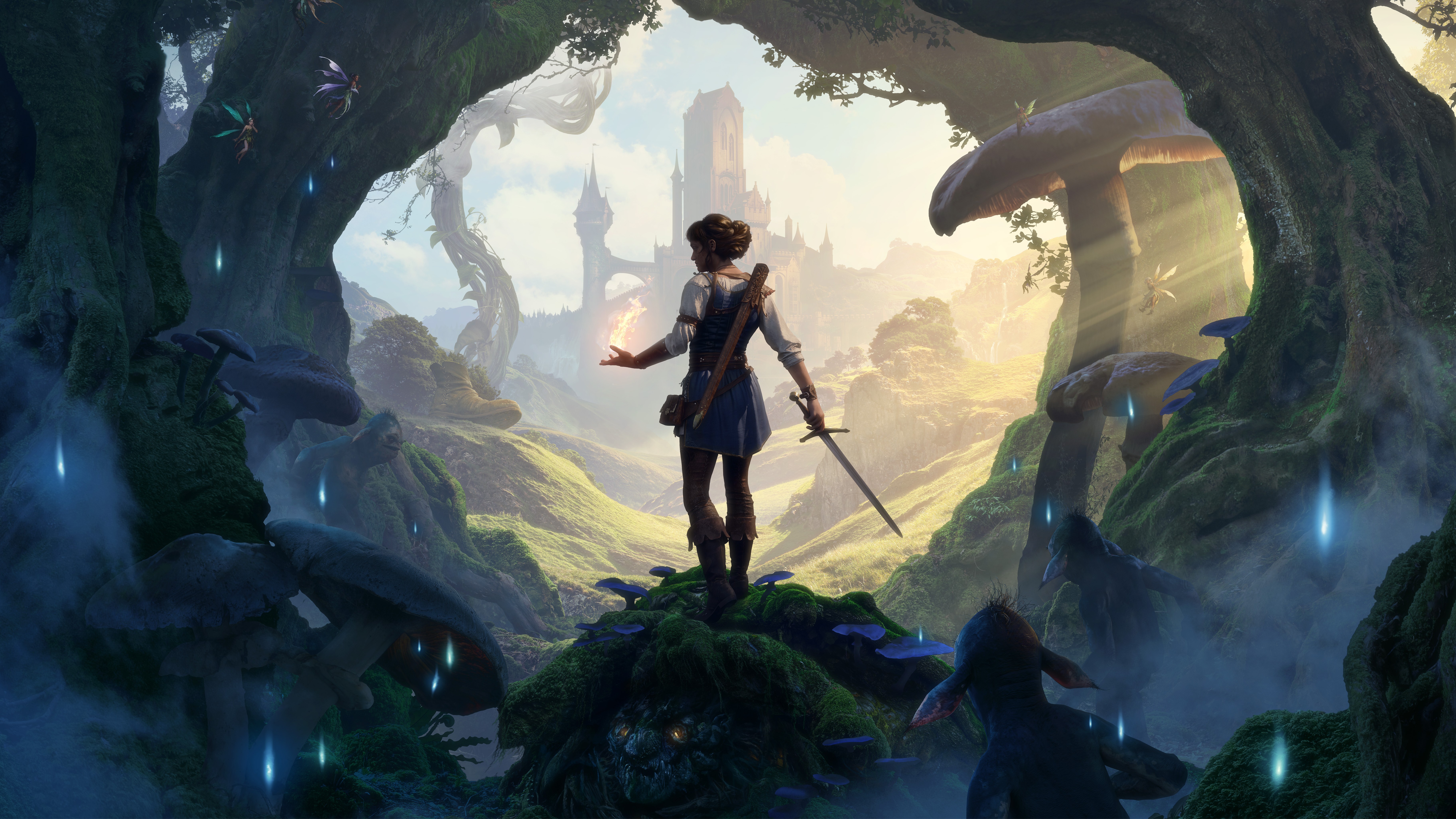Key art from Fable showing the main character in a dark wood