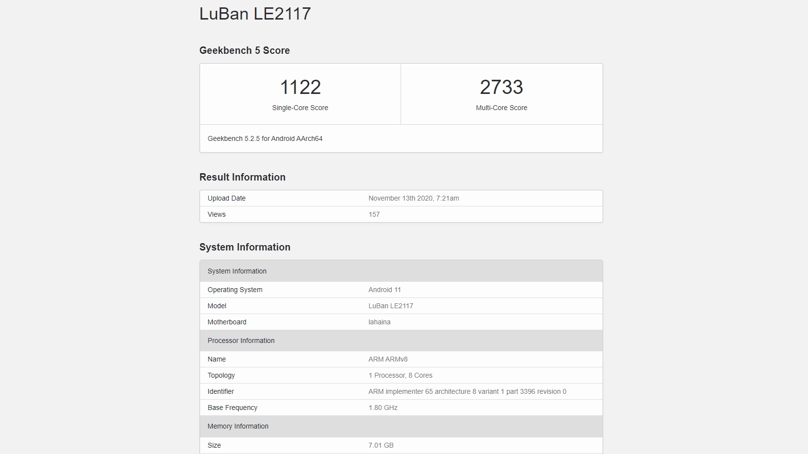 OnePlus 9 Pro Geekbench listing