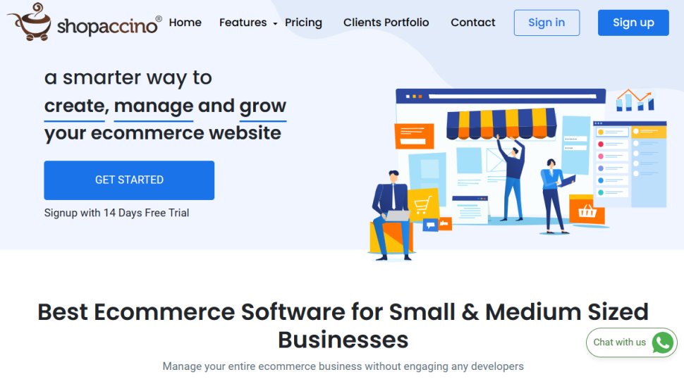 Website screenshot for Shopaccino
