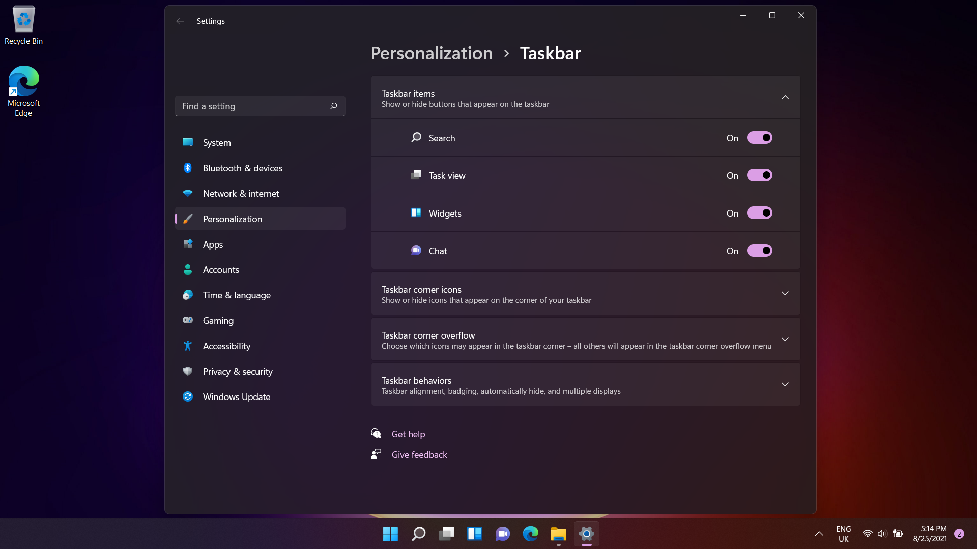 Windows 11, hide icons in Start menu