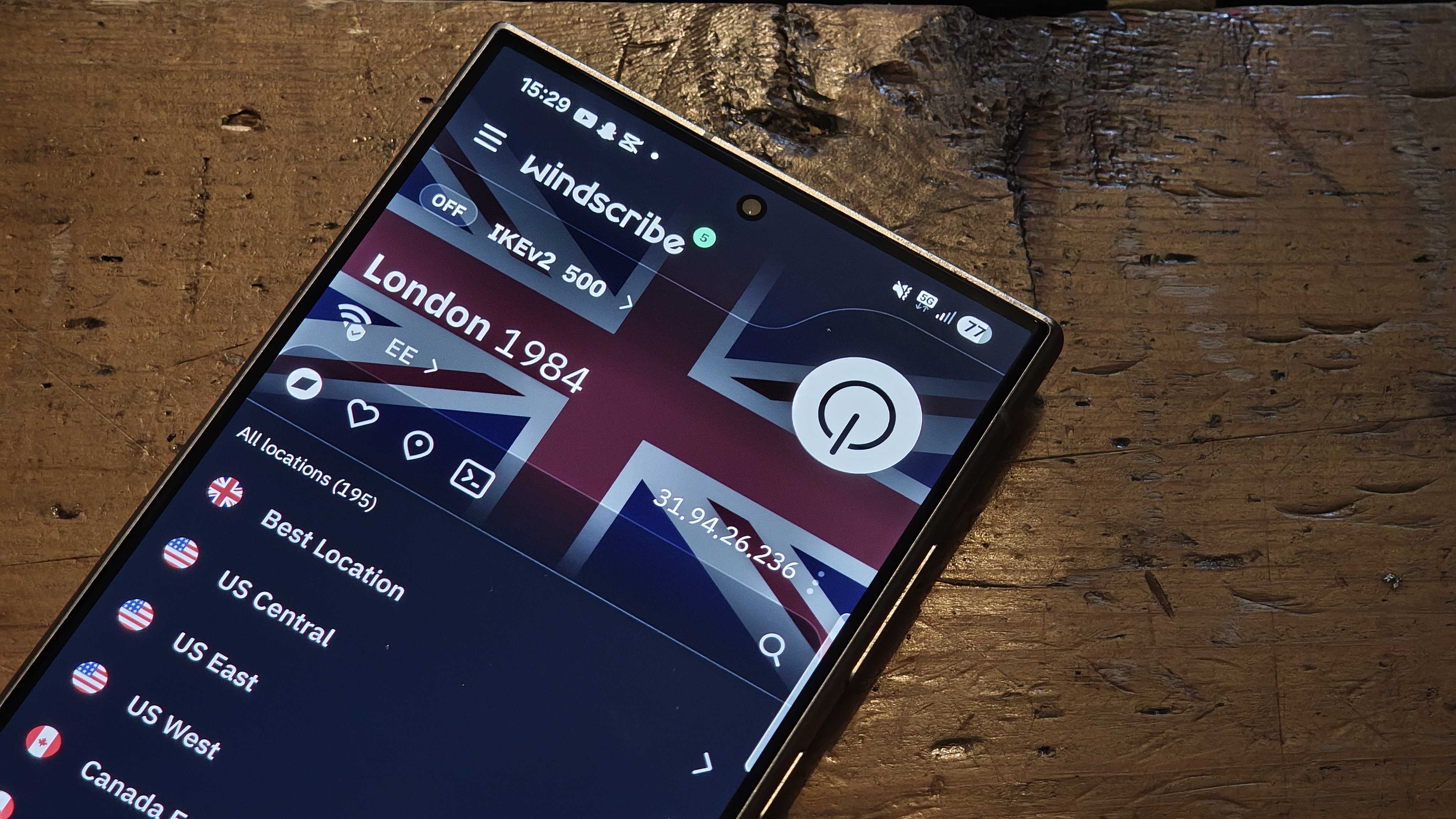 Windscribe VPN on Samsung Galaxy S24 Ultra
