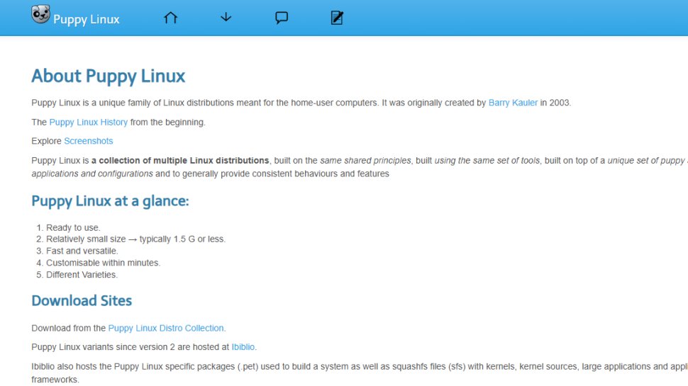 Website screenshot of Puppy Linux (November, 2025)
