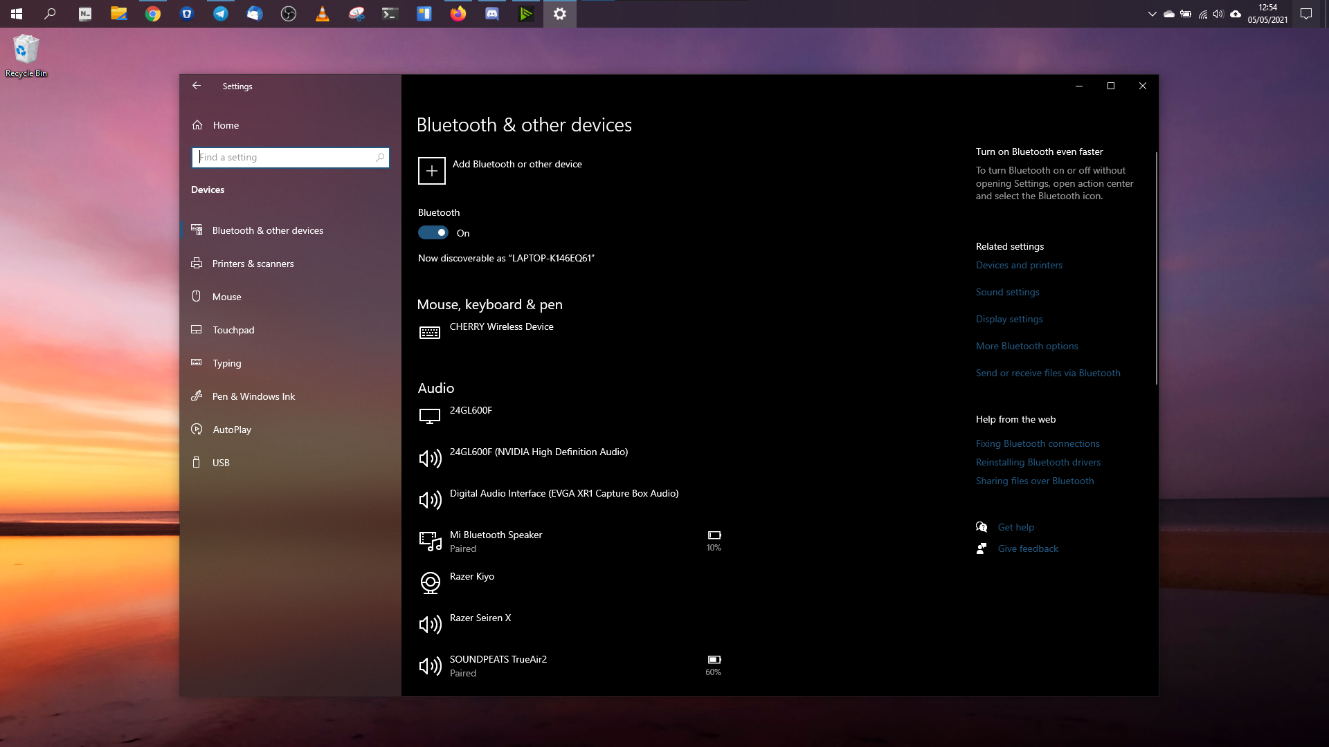 Windows 10 Bluetooth settings