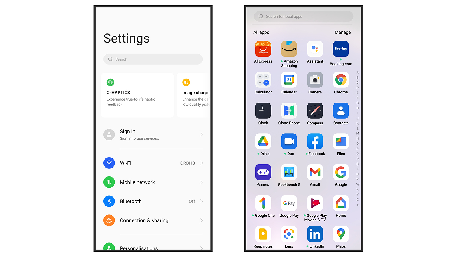 The ColorOS software on the Oppo Find X5