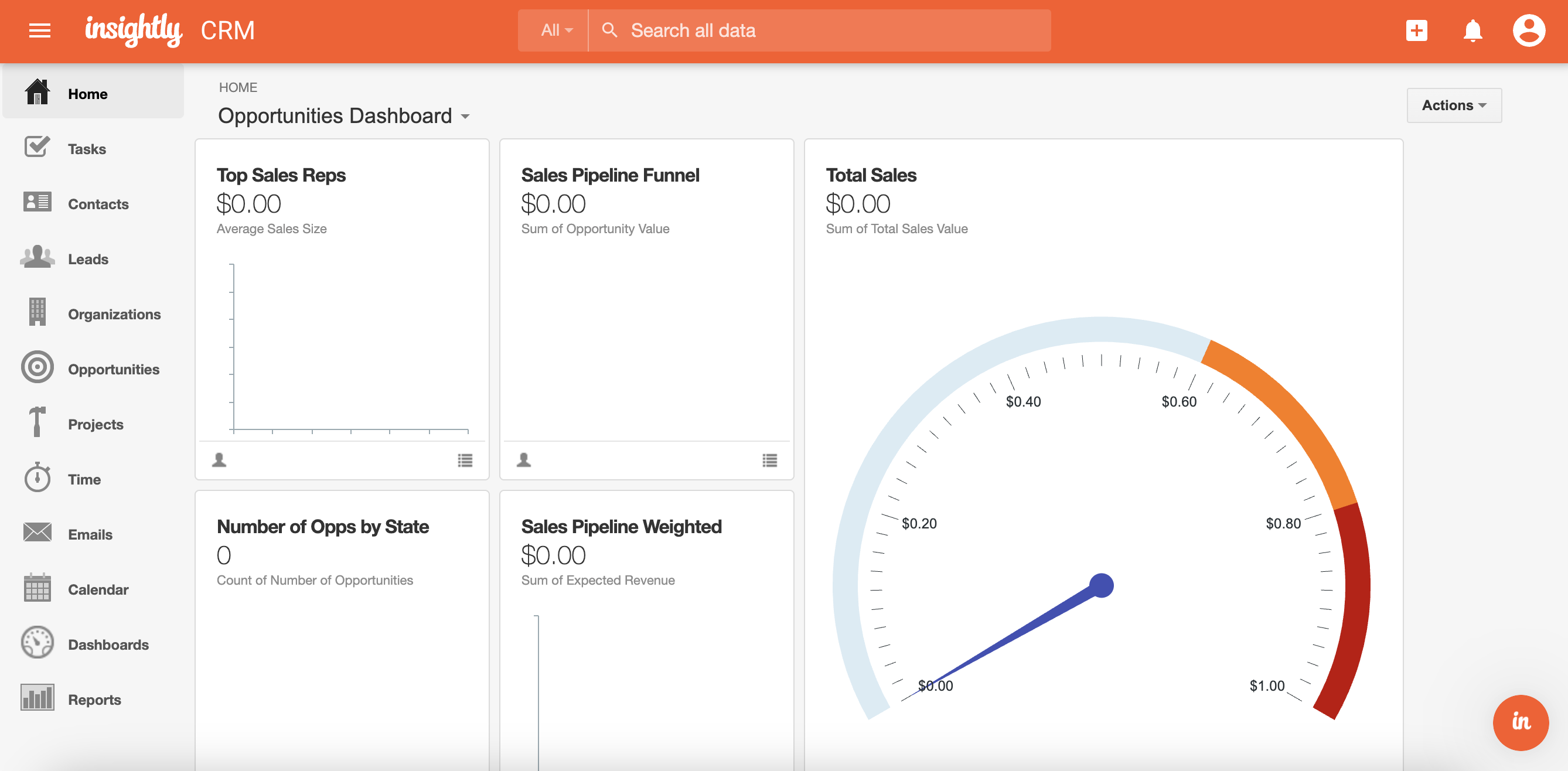 screenshot of Insightly CRM