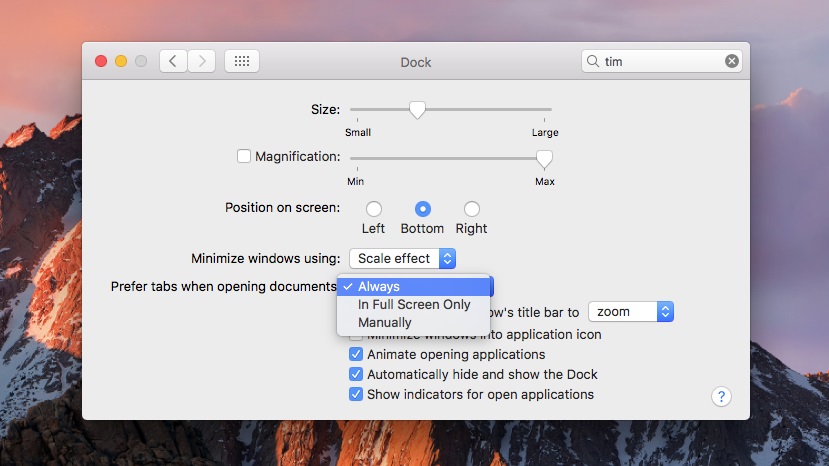 Manage tabs