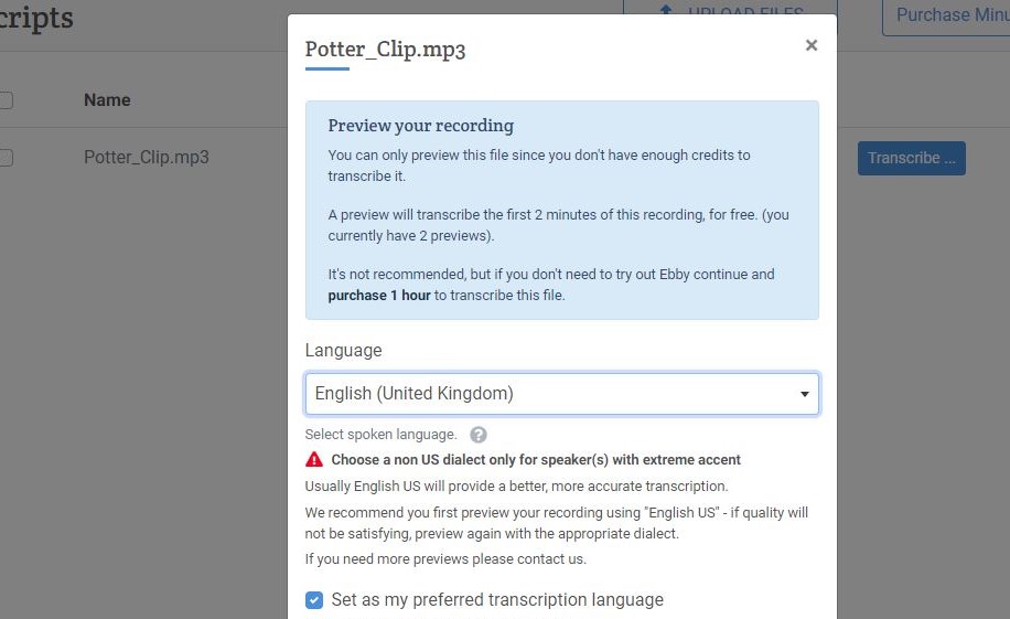 Ebby transcription service