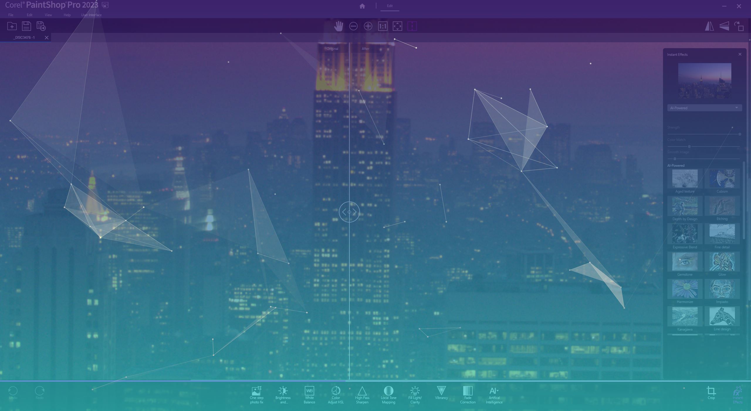 The loading screen for Corel Paintshop Pro AI effects