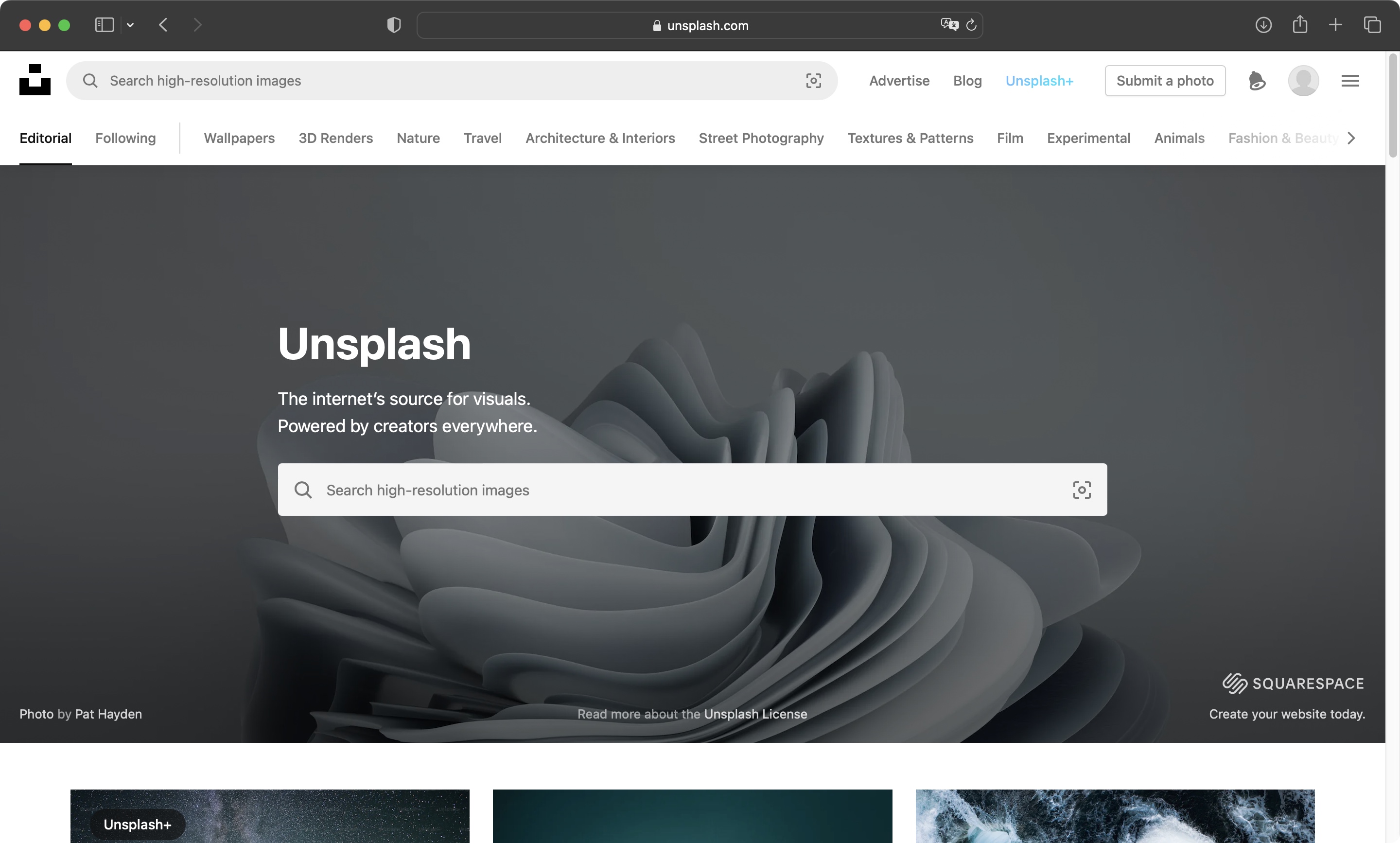 Using free stock photo site Unsplash