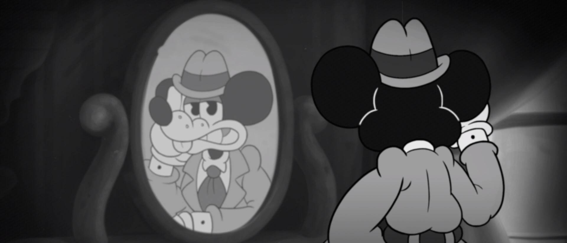 Jack Pepper looks in the mirror in Mouse P.I. for Hire