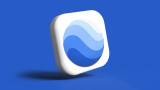 The Google Earth icon against a blue background.