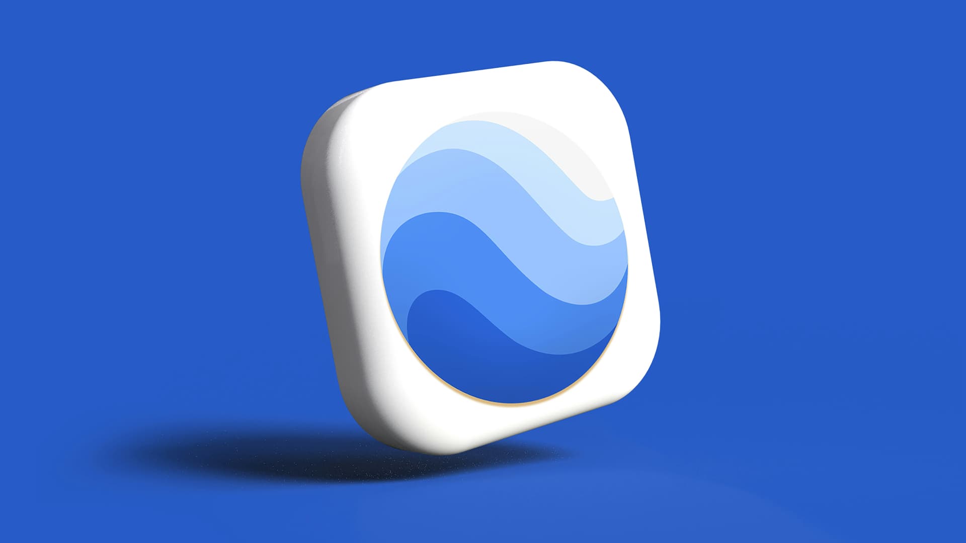 The Google Earth icon against a blue background.