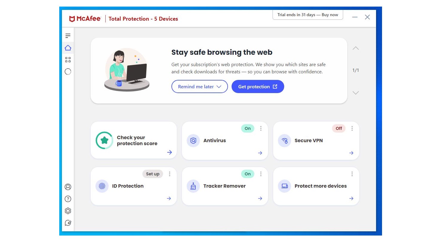 McAfee Total Protection dashboard