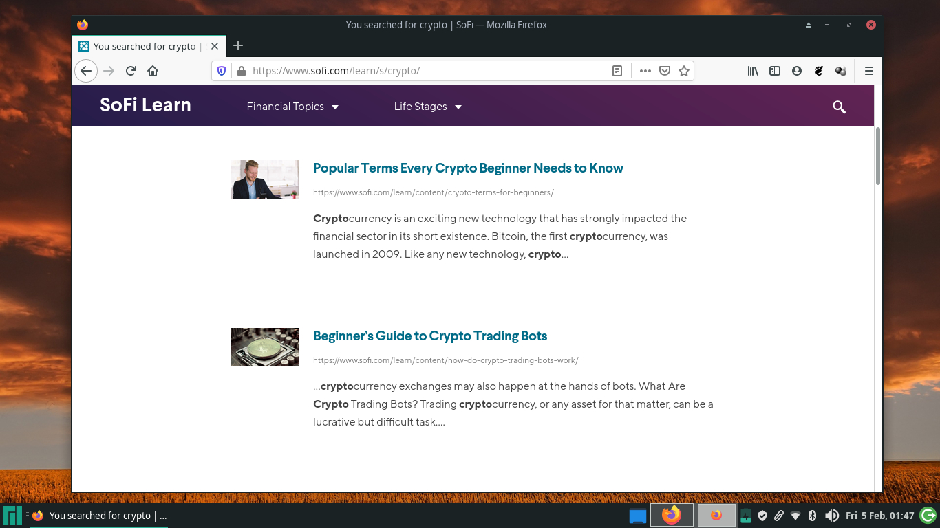 Screenshot of the SoFi Invest platform