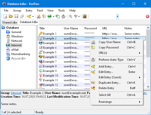 KeePass password database