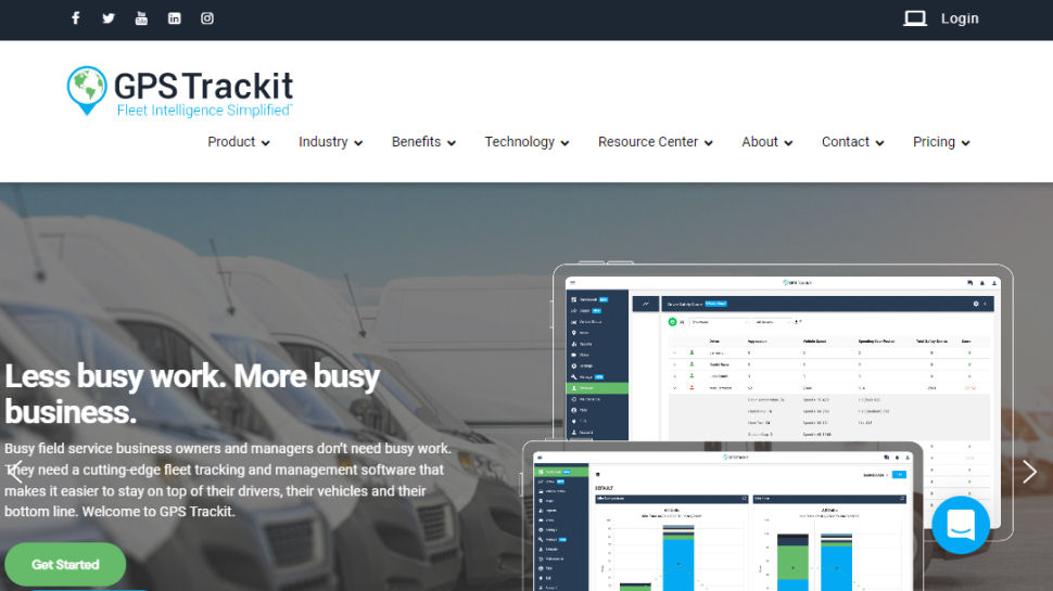Website screenshot for GPS Trackit.