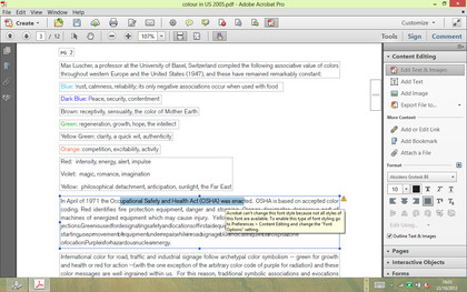 Changing the colour of text is fine but adding bold causes layout problems because we don't have the original font