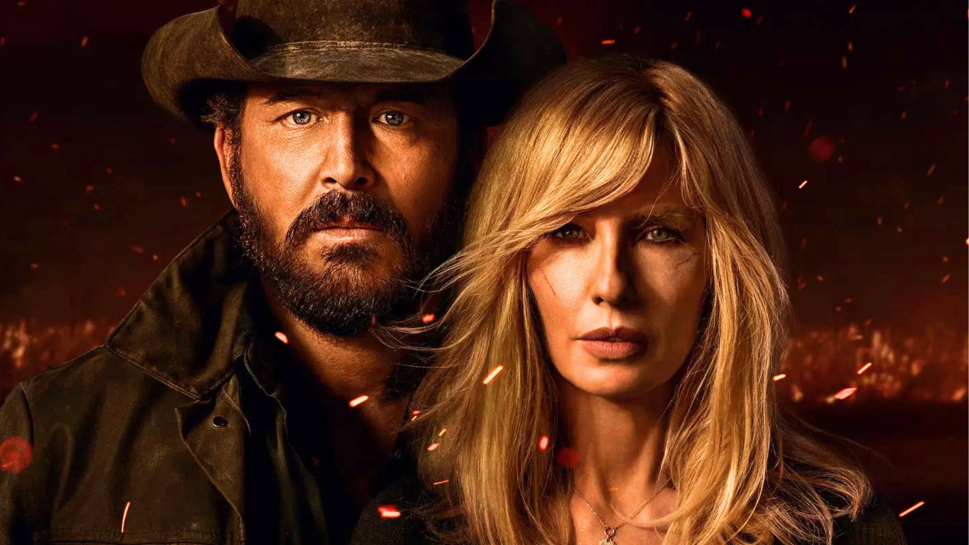 Beth and Rip in the promo poster for Dutton Ranch