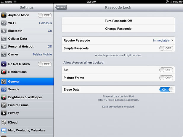 Turn your passcode on