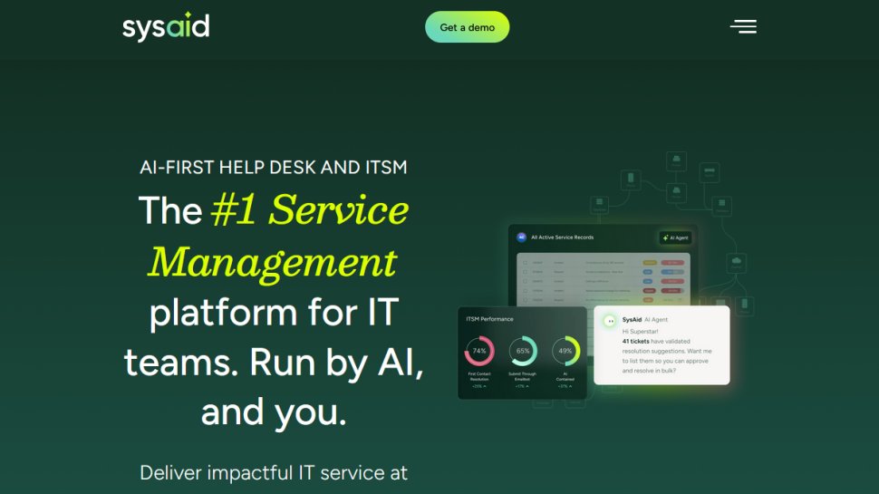 SysAid website screenshot (November 2025).