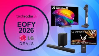 LG products on a gradient background with an EOFY sales banner