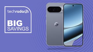Google Pixel 10 Pro XL on a violet background with a logo reading Big Savings