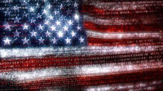 USA Stars and Stripes flag made of Computer Code