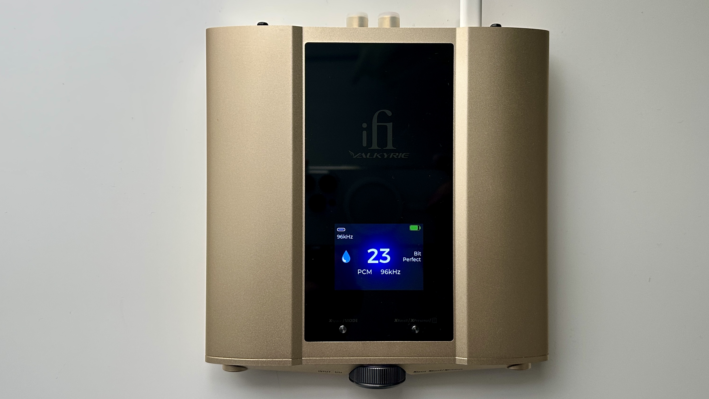 iFi iDSD Valkyrie on gray table