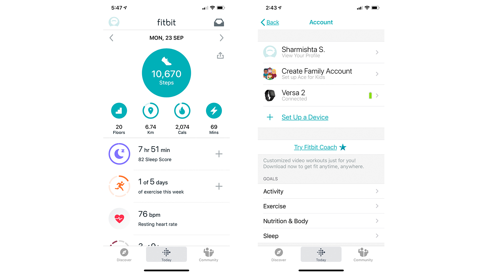 The Fitbit app hasn't changed very much over the years