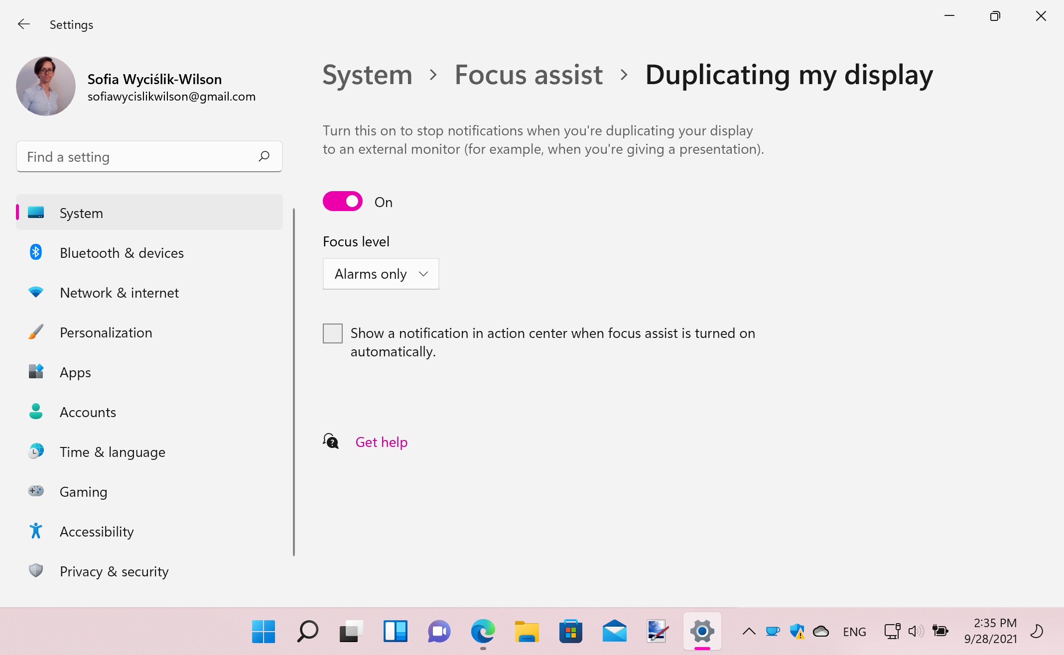 Focus Assist screenshot