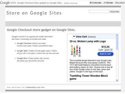 Google's 'Small' store gadget