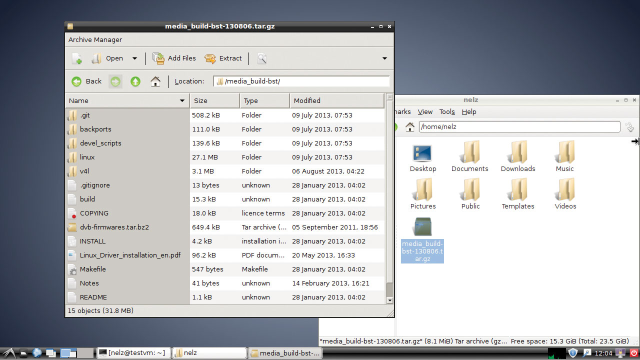 Tar archive contents