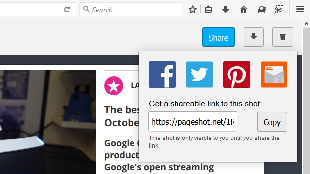 Firefox Test Pilot Page Shot
