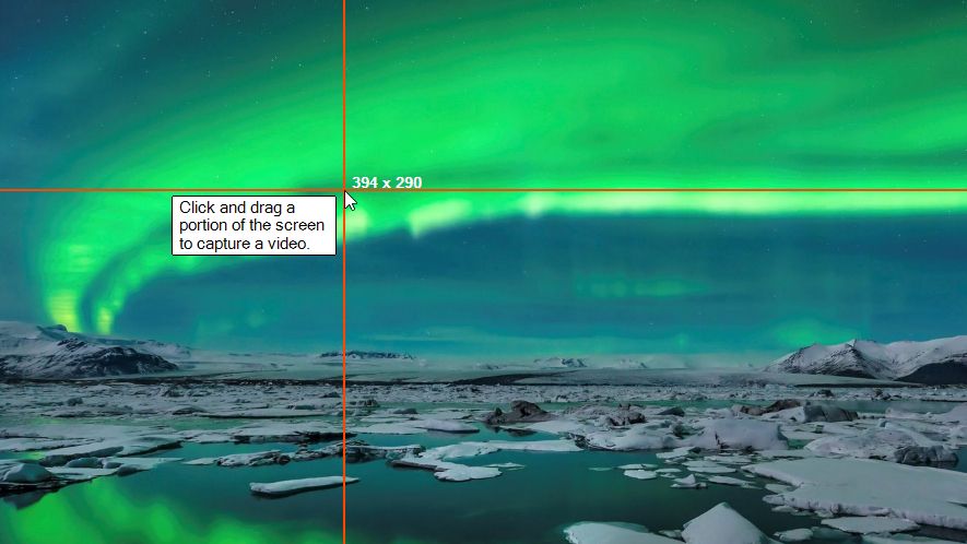 It's easy to select a custom area to record
