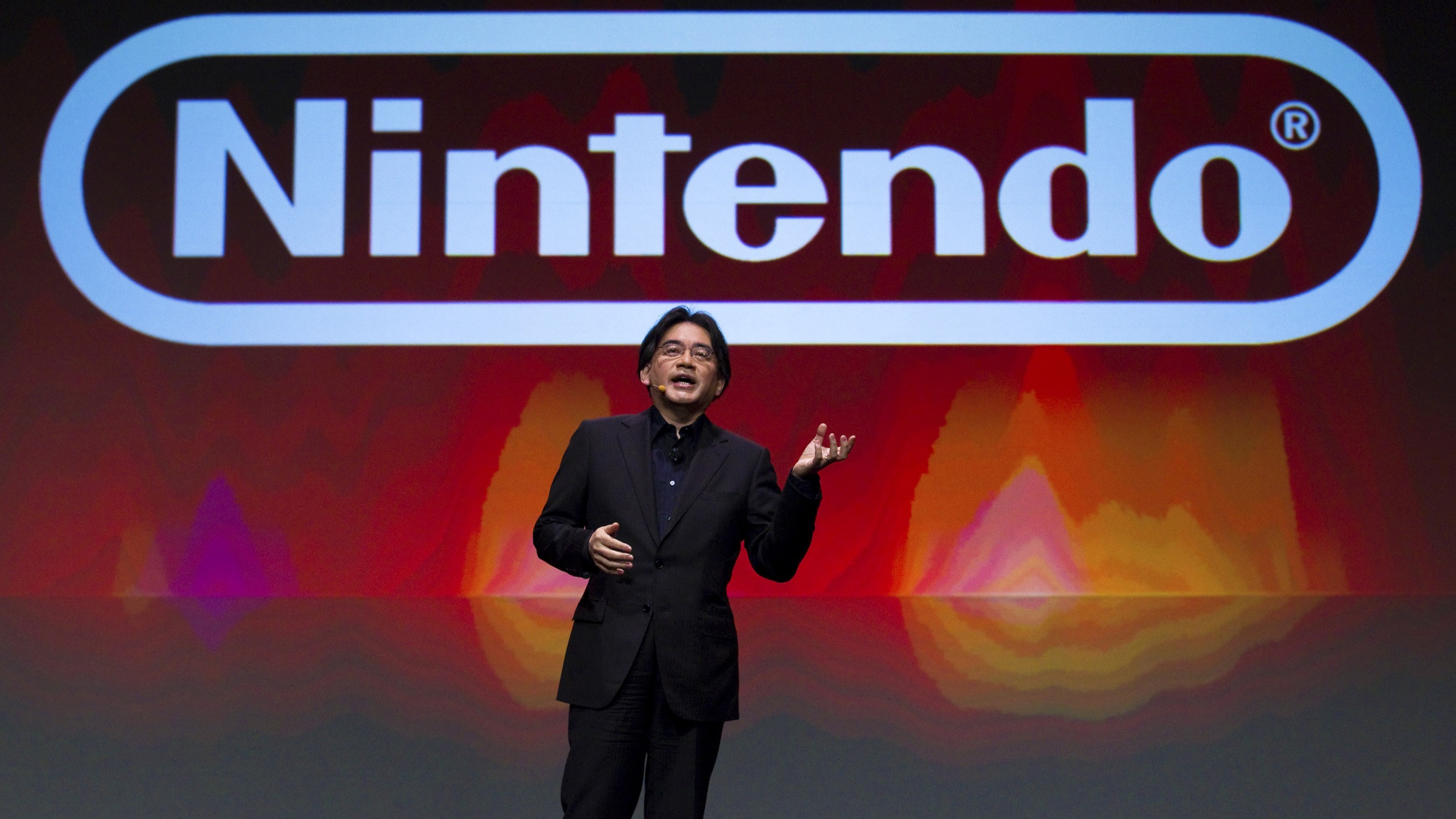 In this handout image provided by Nintendo of America, Satoru Iwata, president of Nintendo Co. Ltd., gives the keynote address at the Game Developers Conference March 2, 2011 in San Francisco, California. Iwata announced Super Mario in 3D for the Nintendo 3DS portable video game system.