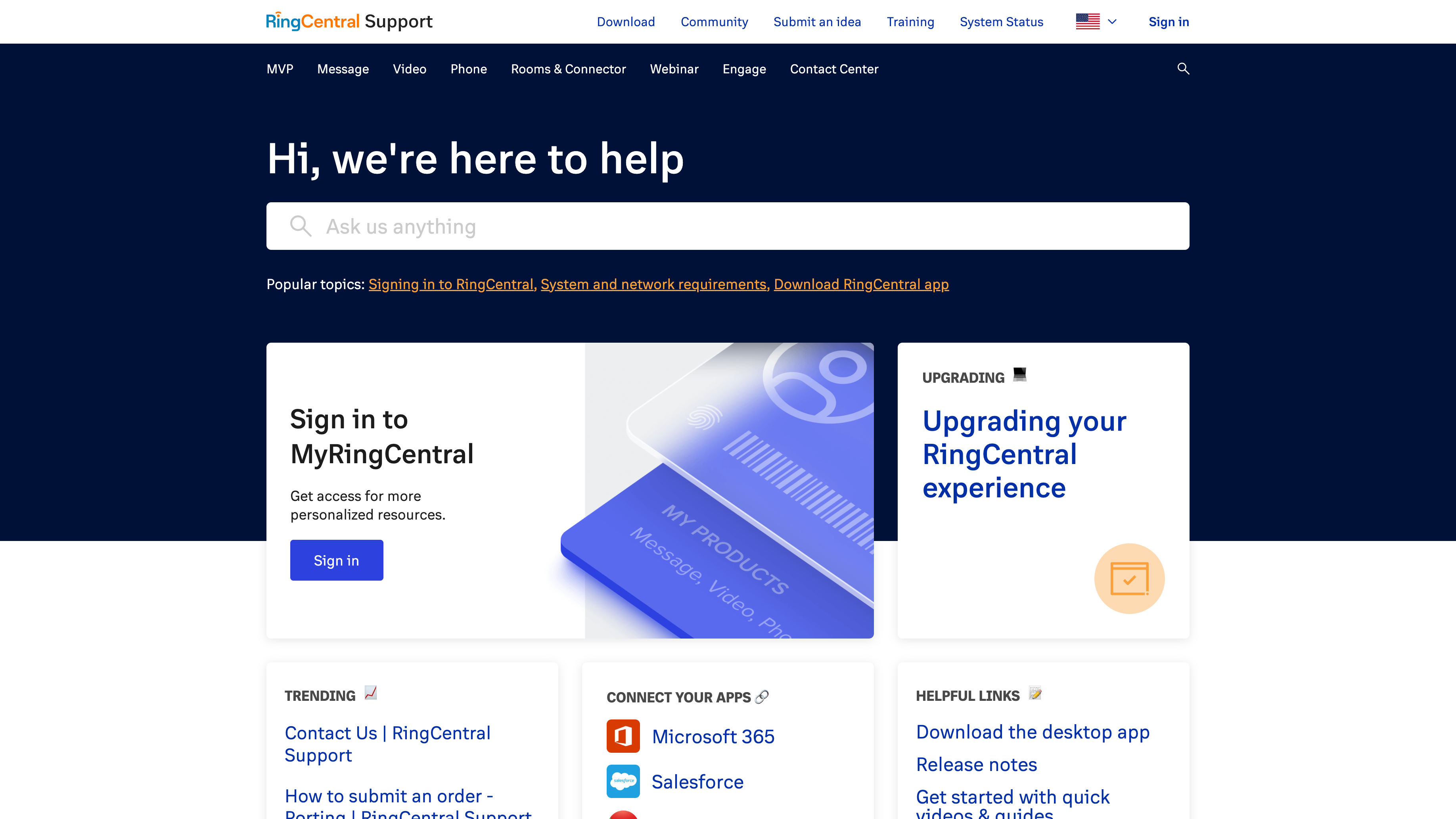 RingCentral support October 2022