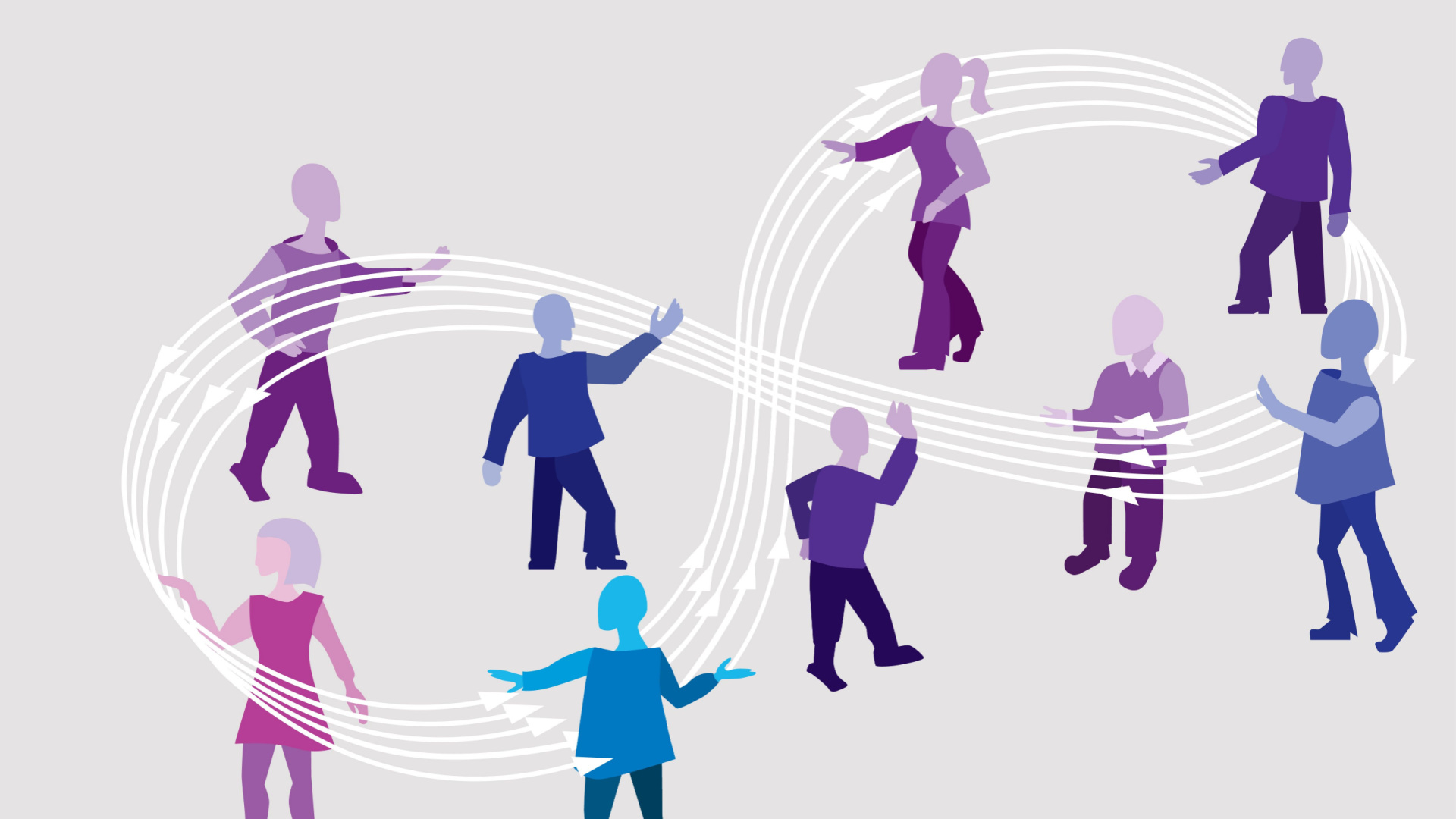 people standing around with a loop over them