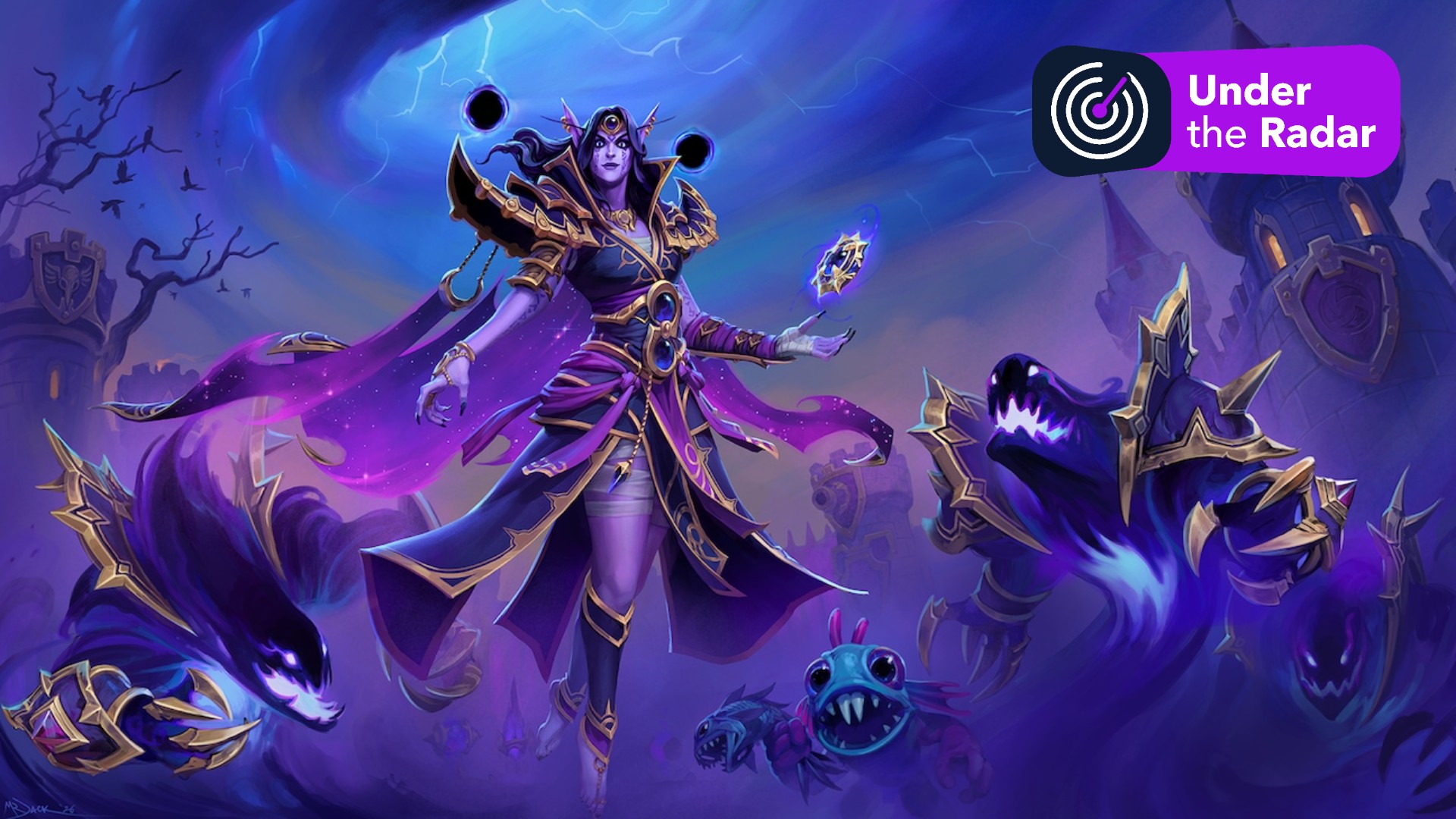 A hero image of Xal'atath from Heroes of the Storm with the TechRadar Under the Radar logo in the top right corner