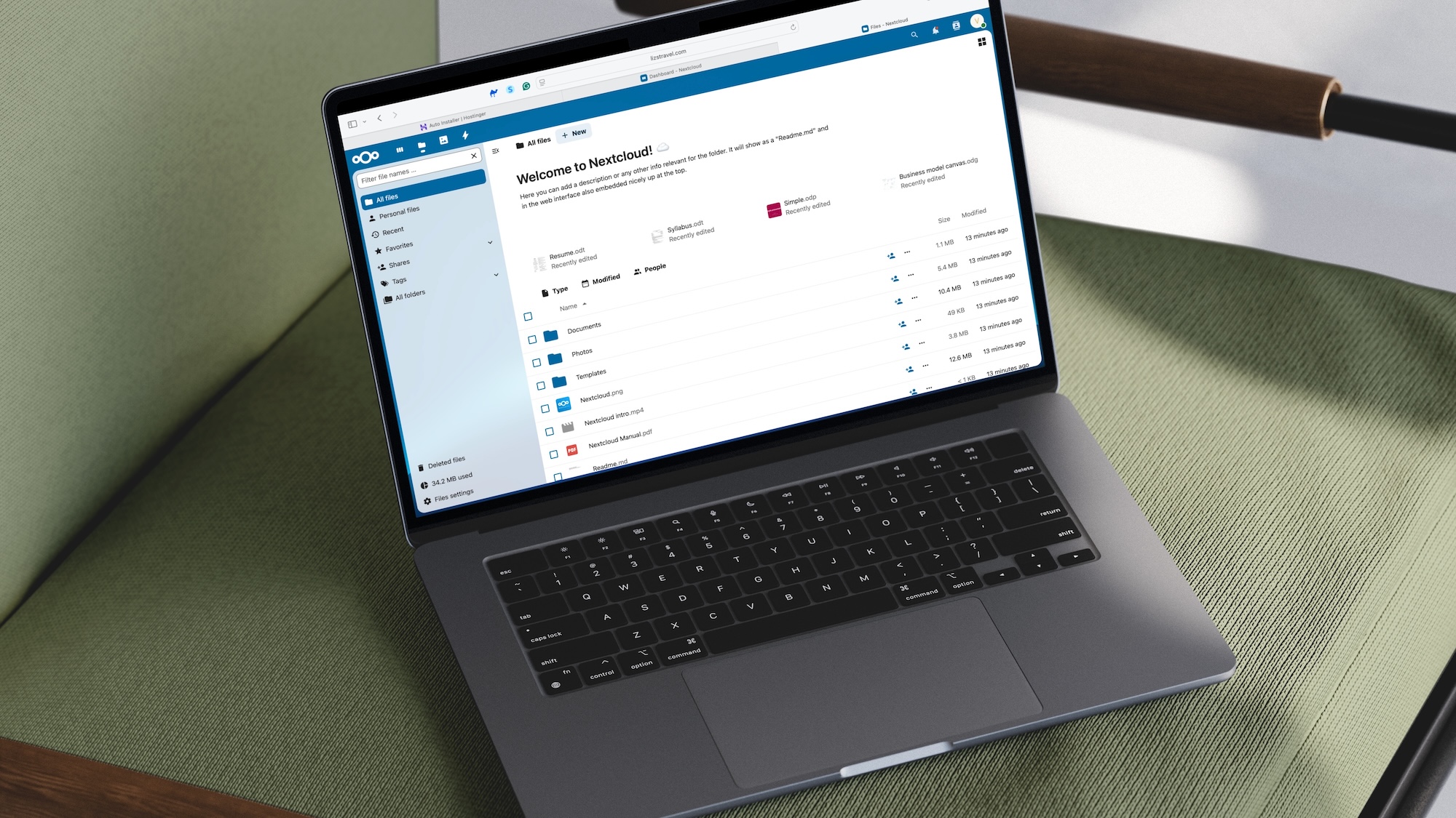 Nextcloud Hub on laptop