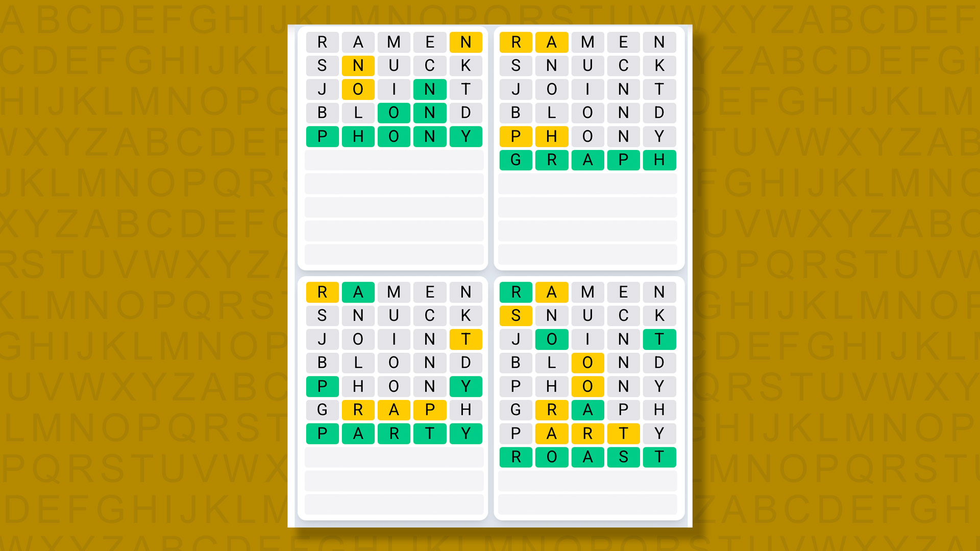Quordle Daily Sequence answers for game 1567 on a yellow background