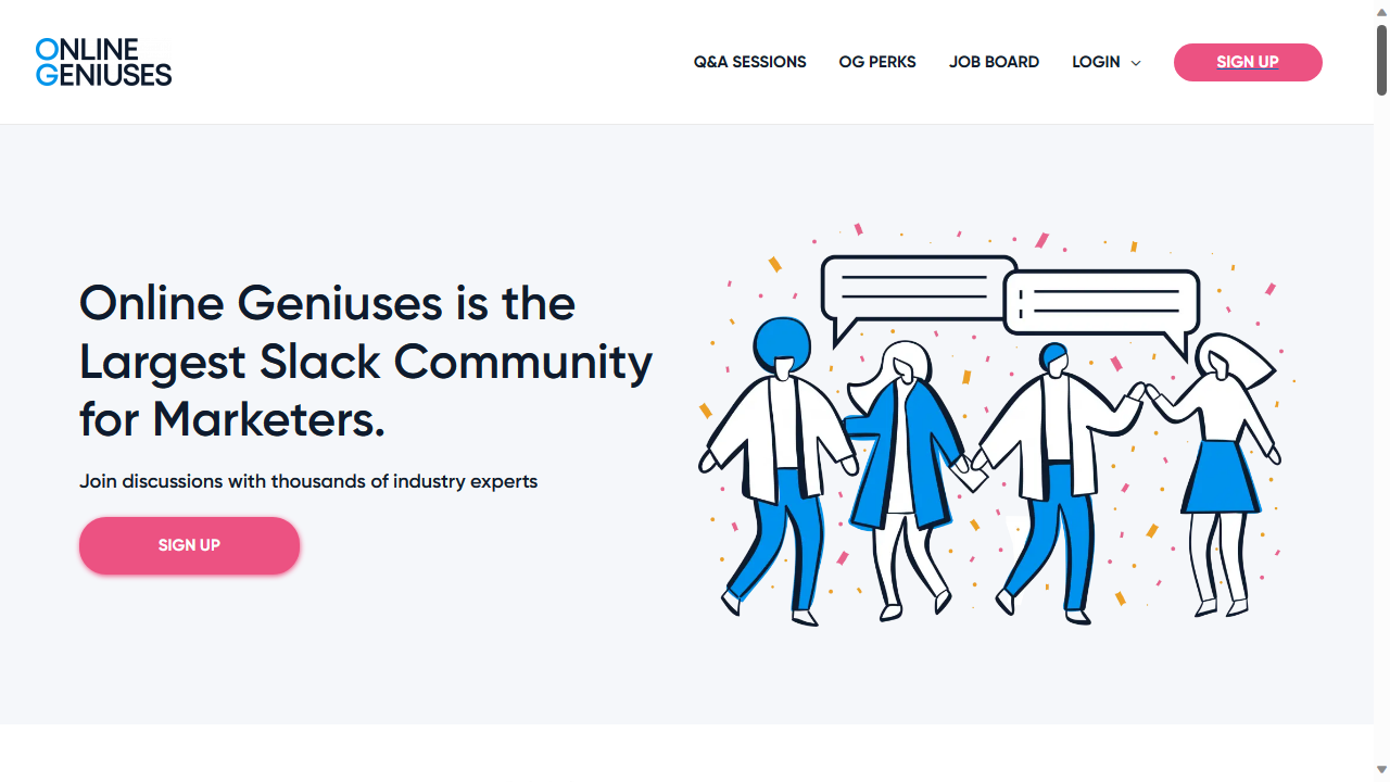 Online Geniuses landing page
