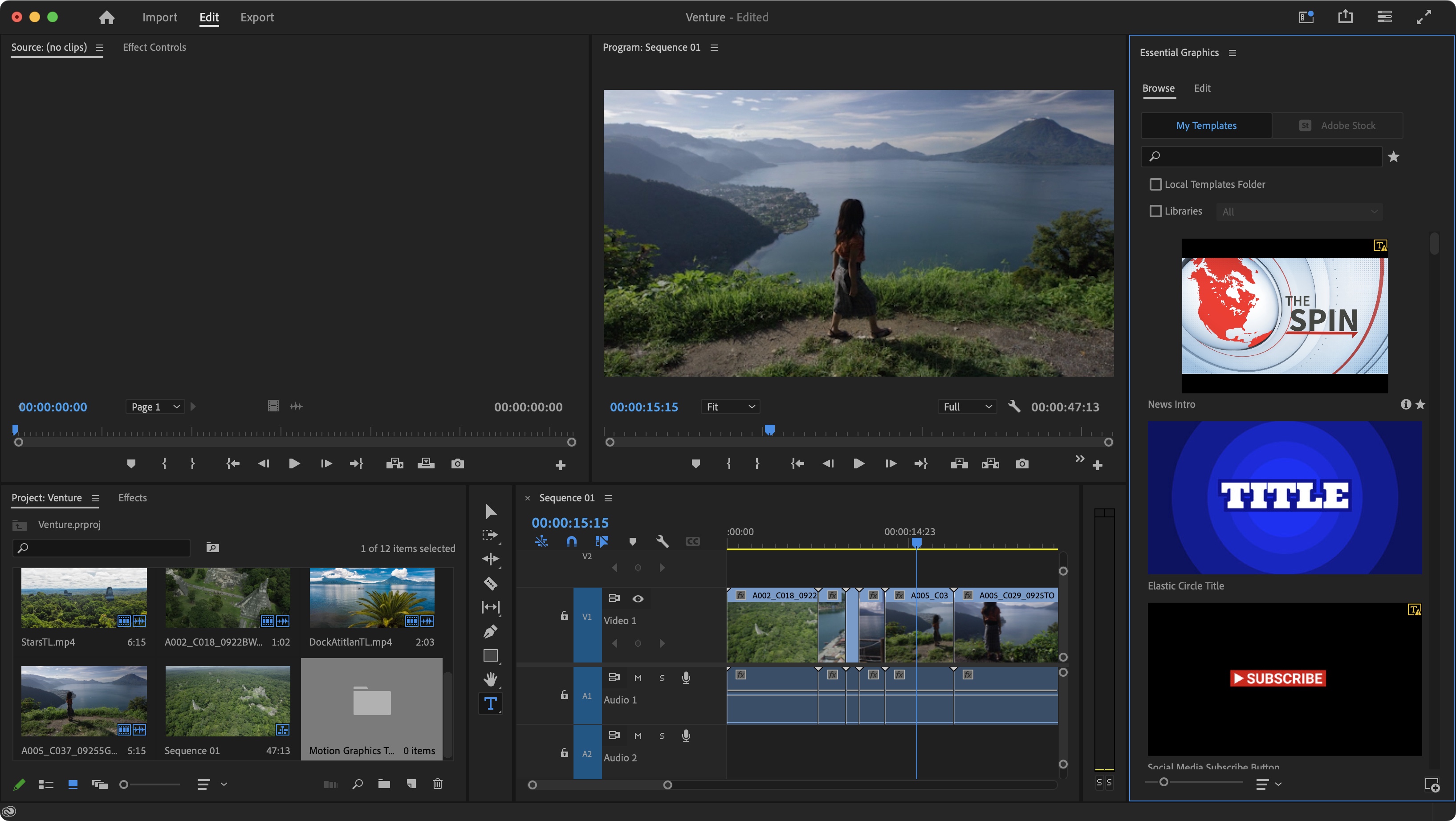 Adding titles to video editing software Adobe Premiere Pro