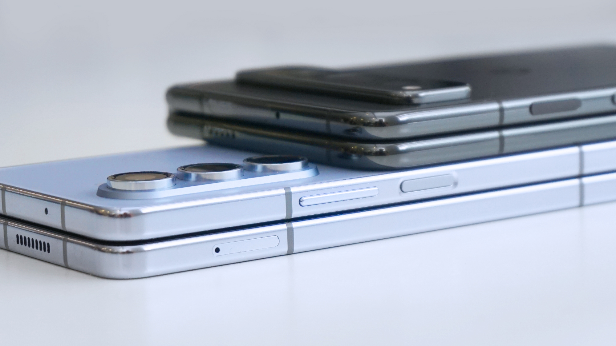 Google Pixel Fold vs Samsung Galaxy Z Fold 5 back angled closed closeup
