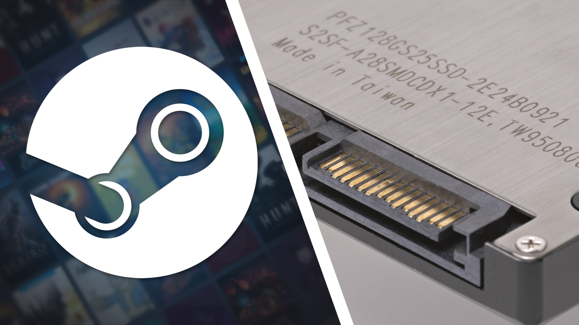 Logo of Steam and an SSD