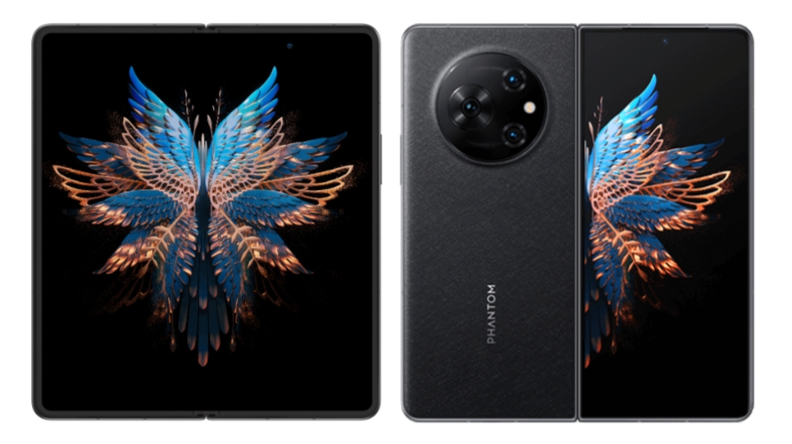 A Tecno Phantom V Fold from the front and back