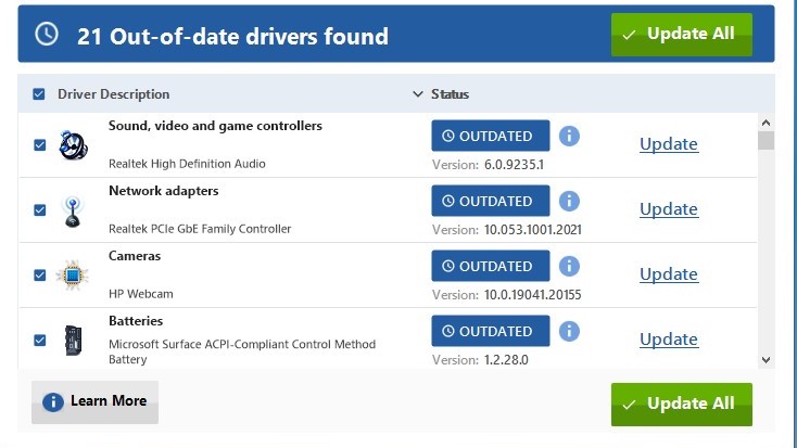 Outdated Drivers
