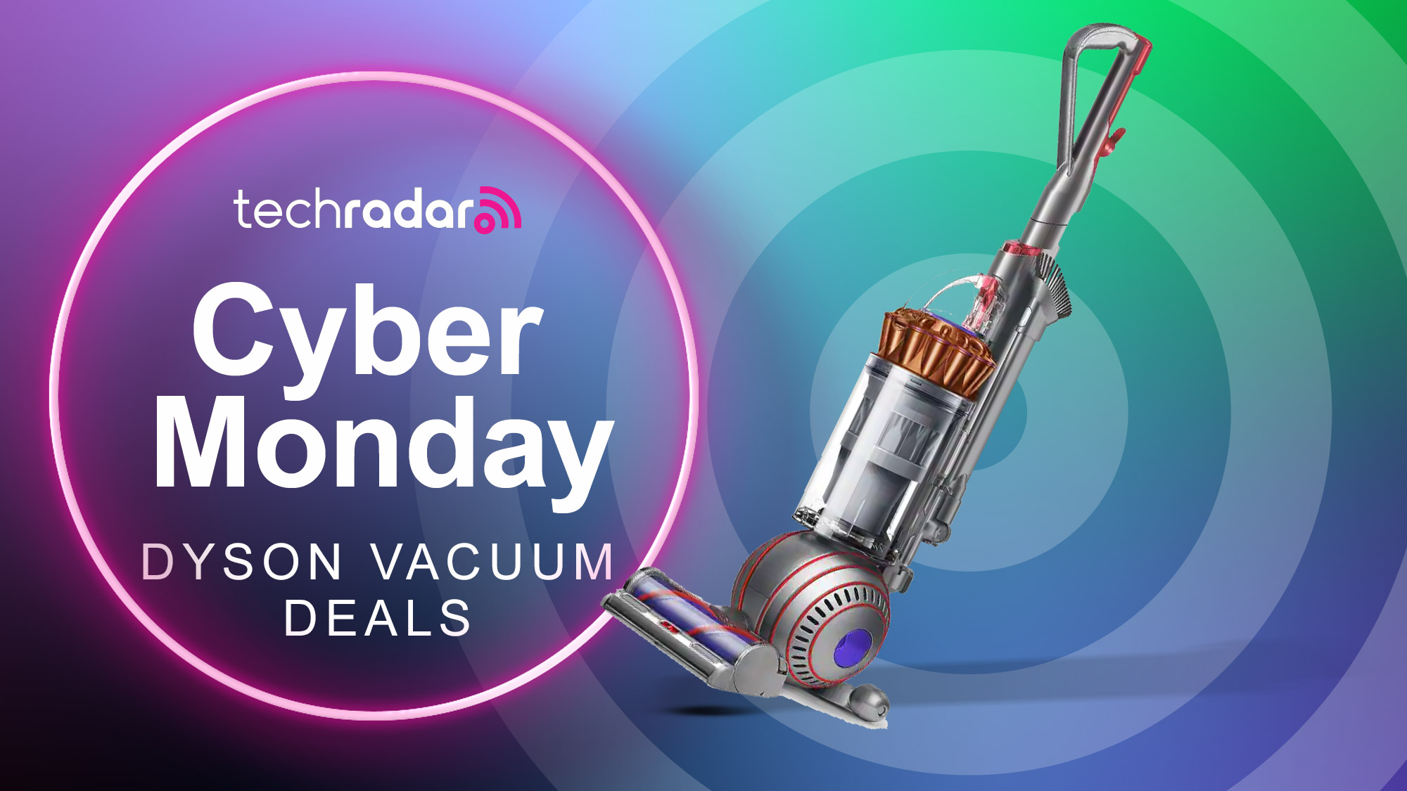 Cyber Monday Dyson vacuum deals, ball on Techradar background